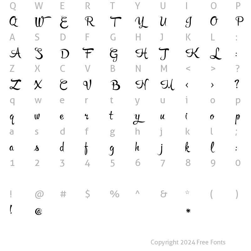 Character Map of Rupster Script Free Regular