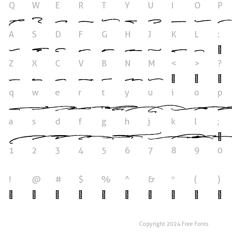 Character Map of Rush suck swash Regular