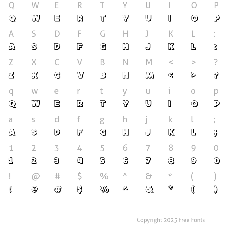 Character Map of Rushen Shadow Regular