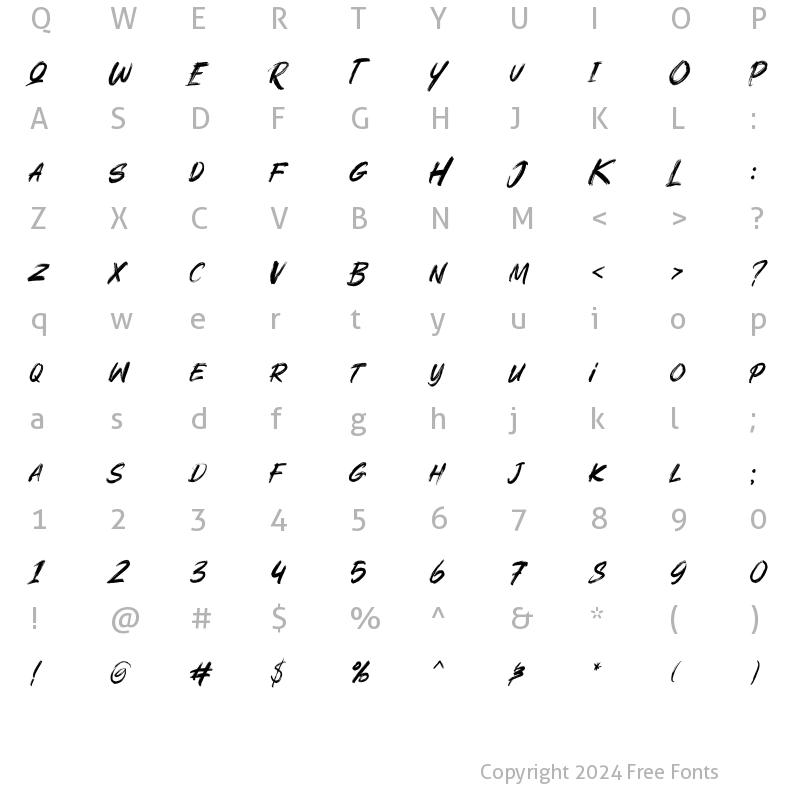 Character Map of Rushink Italic