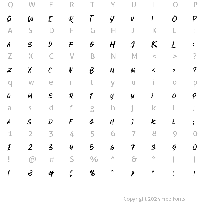 Character Map of Rushink Regular