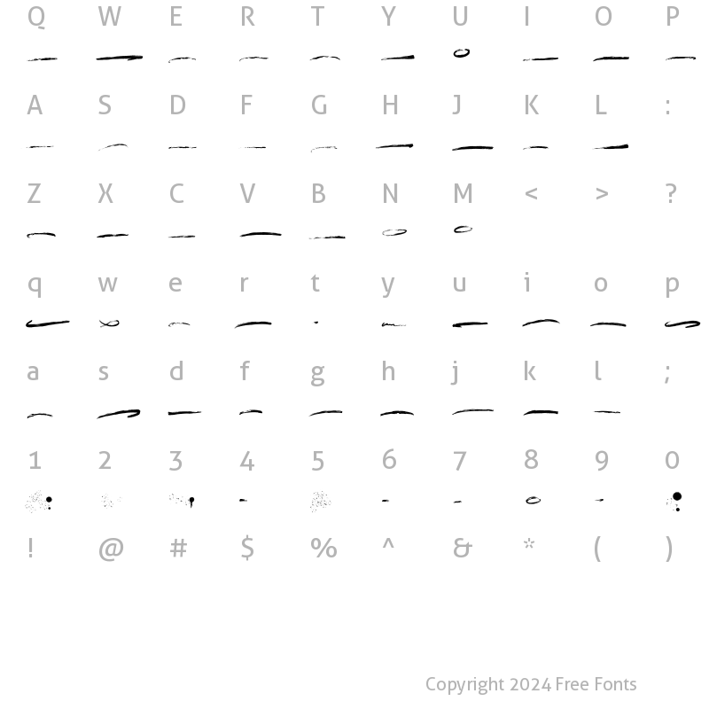 Character Map of Rushink swash Regular