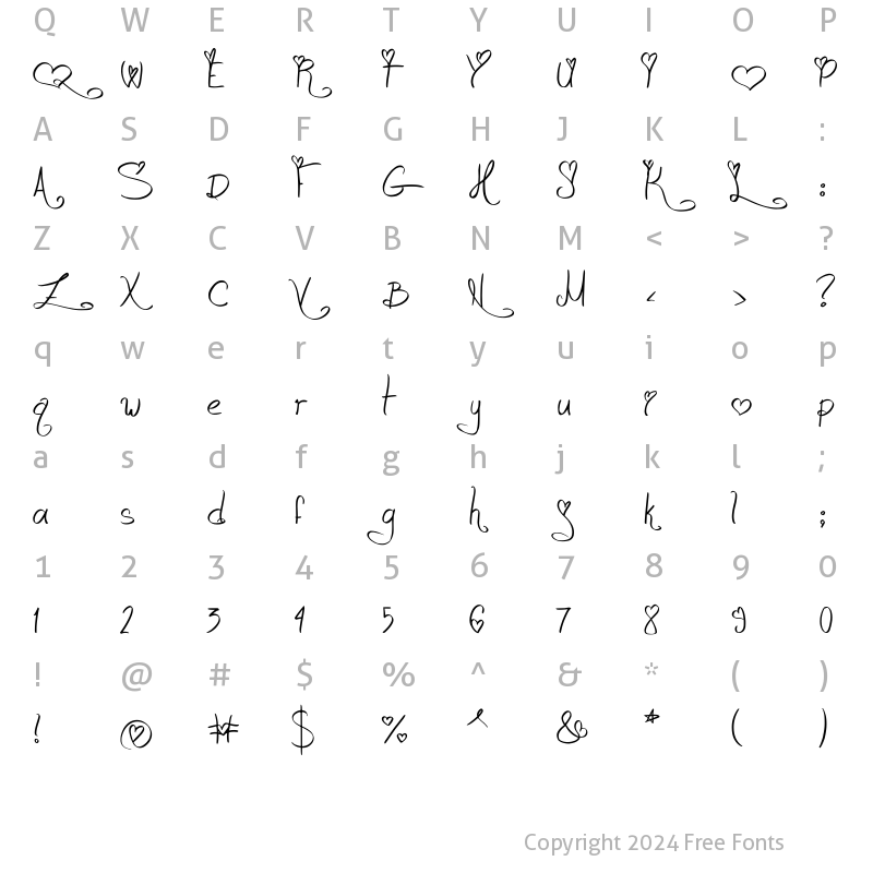 Character Map of RUSJellyka - Love and Passion Regular