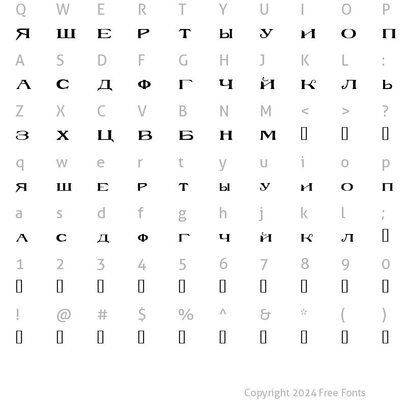 Character Map of RuskaSCapsSSK Regular