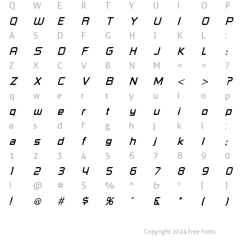 Character Map of Russell Italic