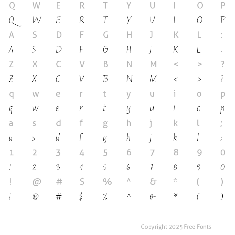 Character Map of Russell Oblique