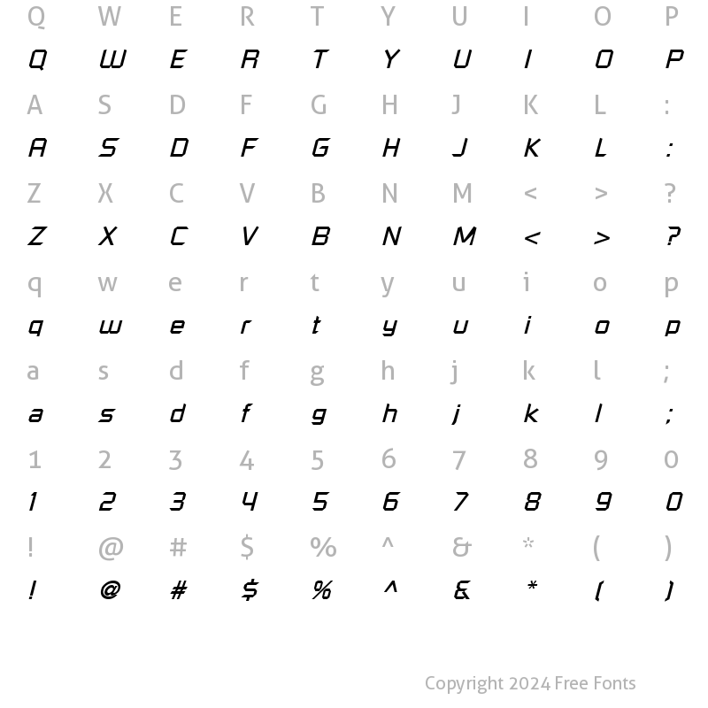 Character Map of RussellSquare-Oblique Regular