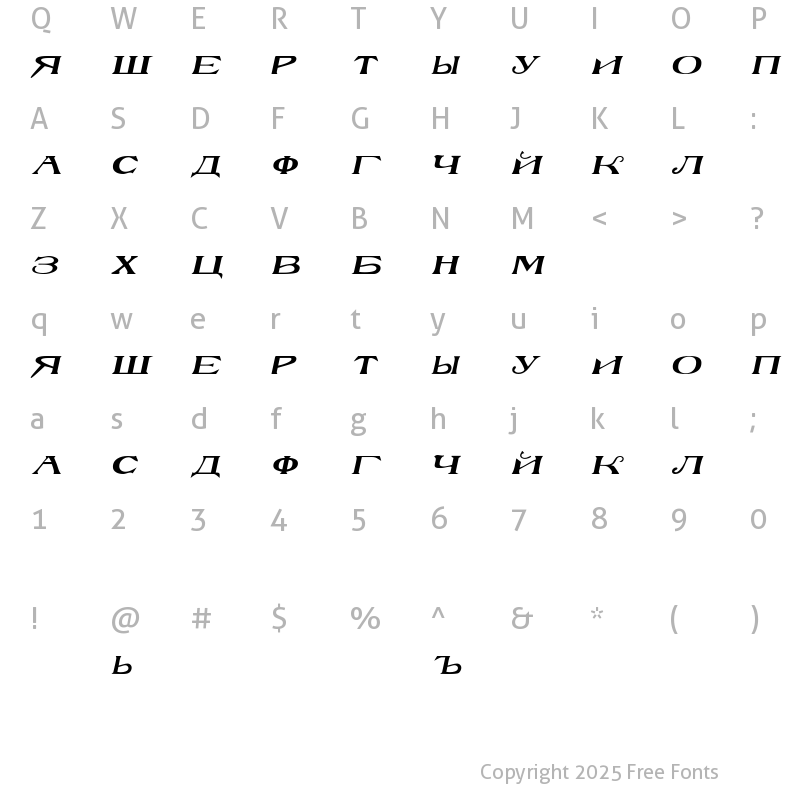 Character Map of RussianBlock Italic