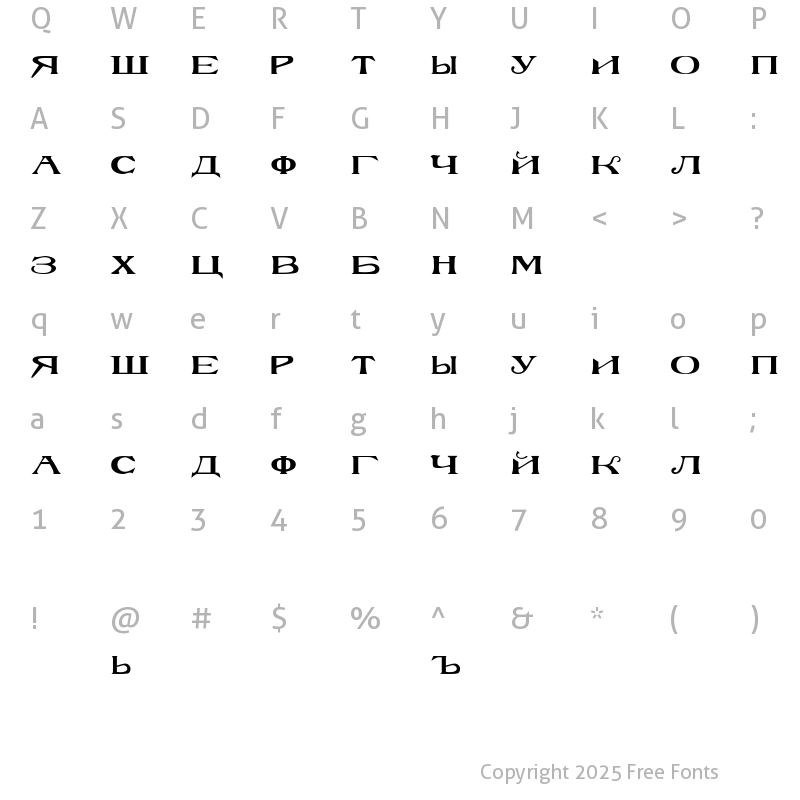 Character Map of RussianBlock Regular