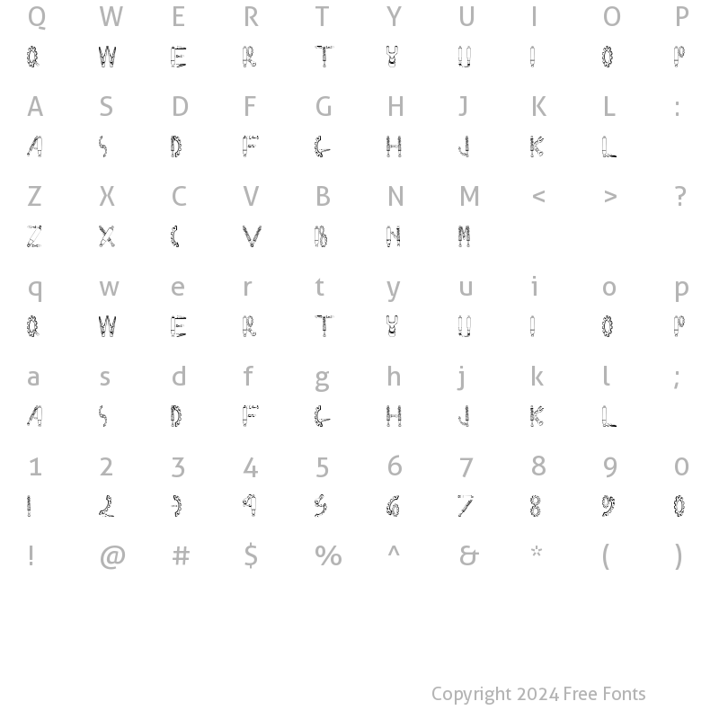 Character Map of Rusted Machine Regular