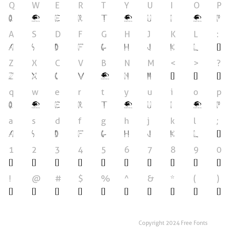 Character Map of Rusted MachineSW Regular