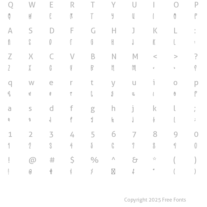 Character Map of Rustic Barista Outline