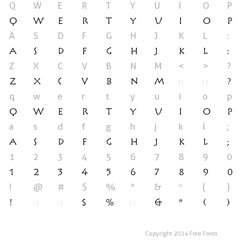 Character Map of Rusticana LT Roman Regular