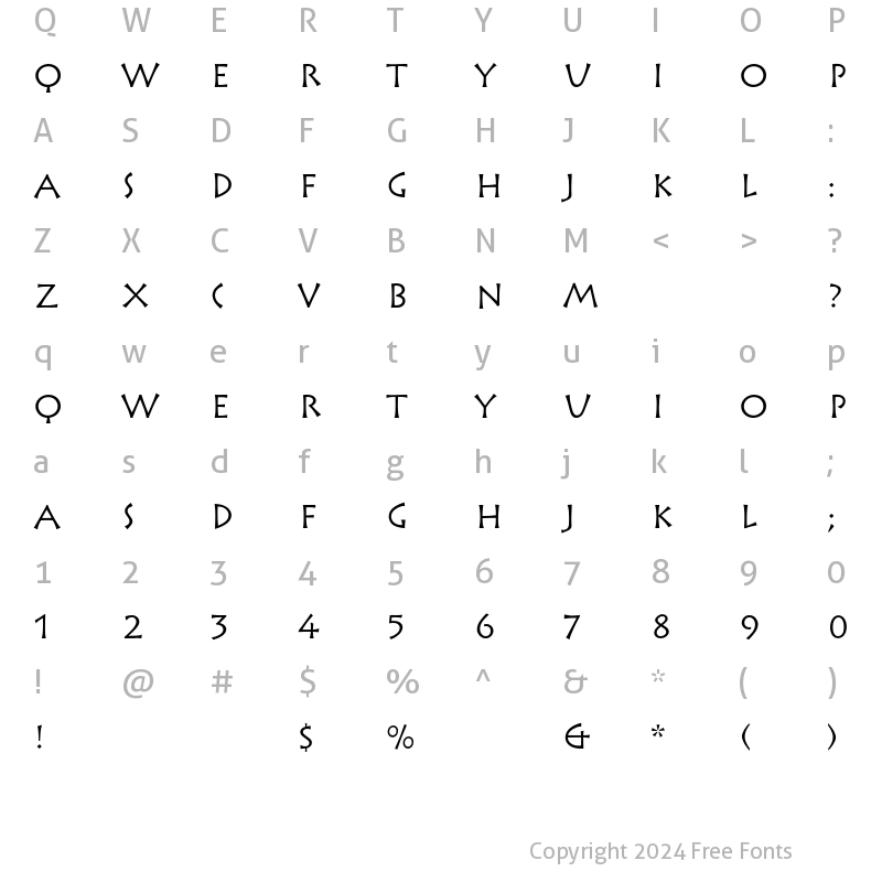 Character Map of Rusticana Roman