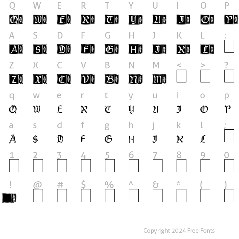 Character Map of Rustick_Capitals Regular