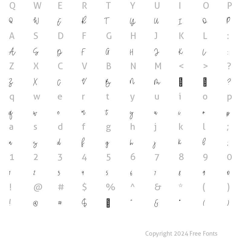 Character Map of RusticLove Regular