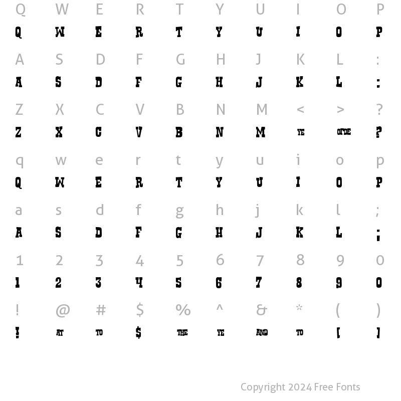 Character Map of Rustler Regular