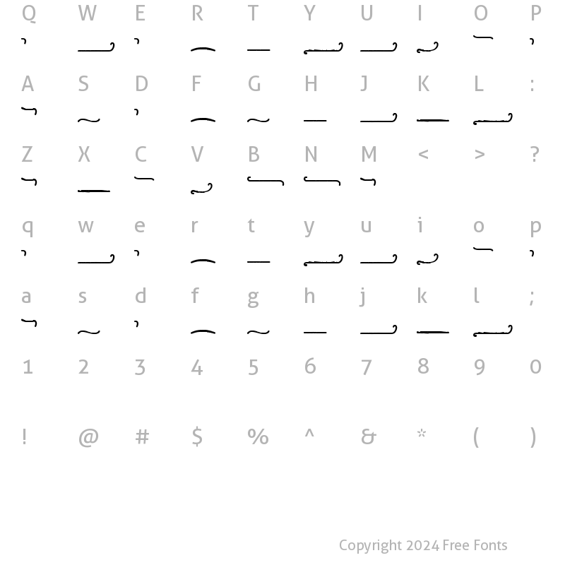 Character Map of Rustty Swashes