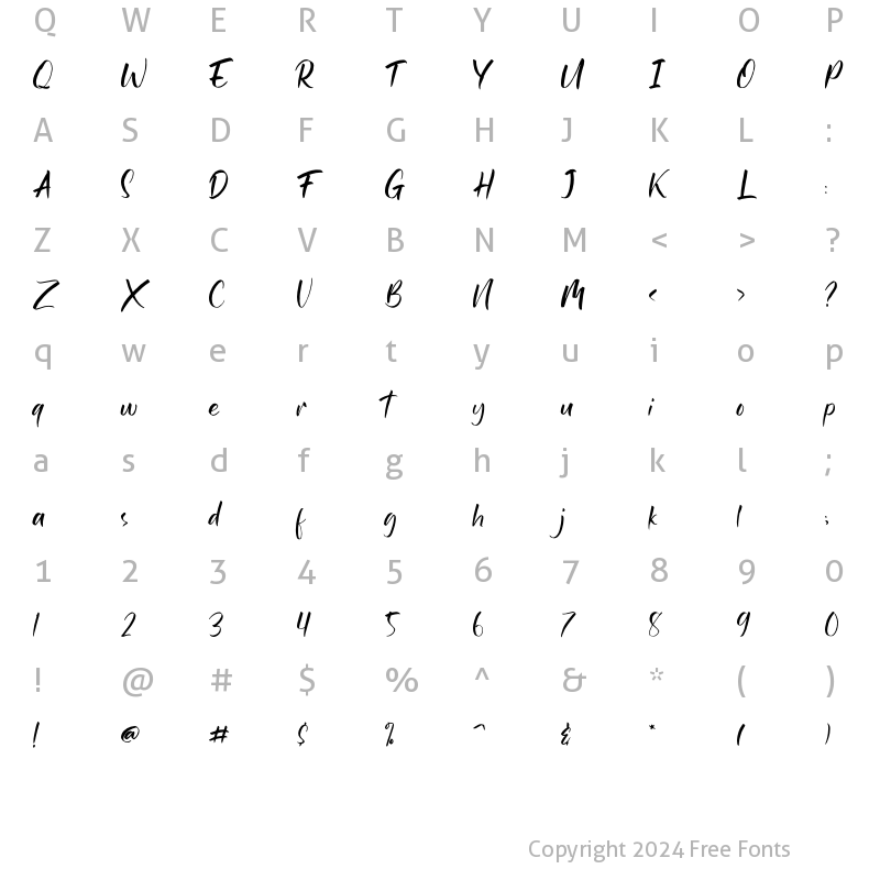 Character Map of Rusty Frozee Regular