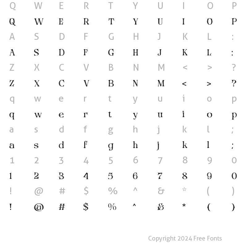 Character Map of RUSTY STORE HOLD Regular