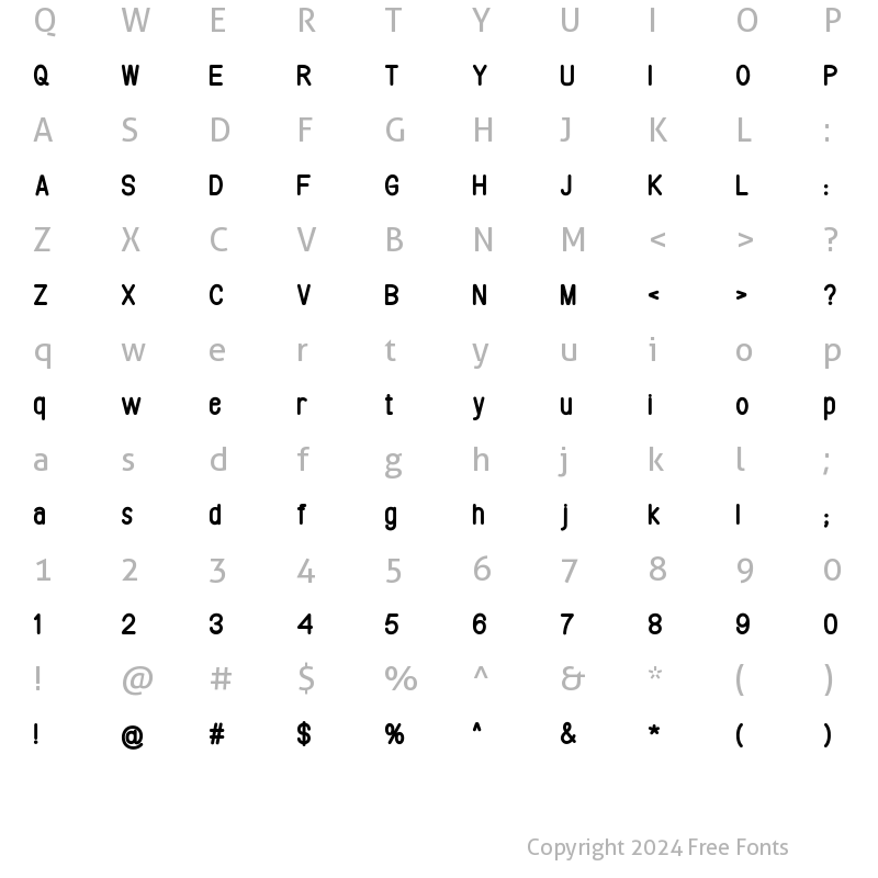 Character Map of RUTHERFORD 1 Regular