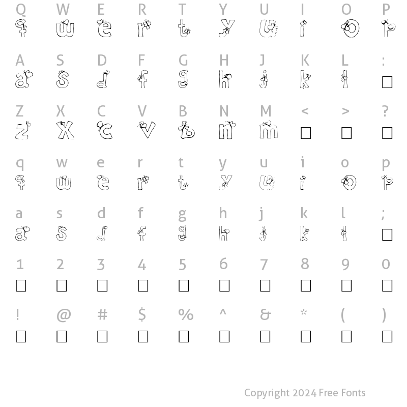 Character Map of Ryp childC Regular