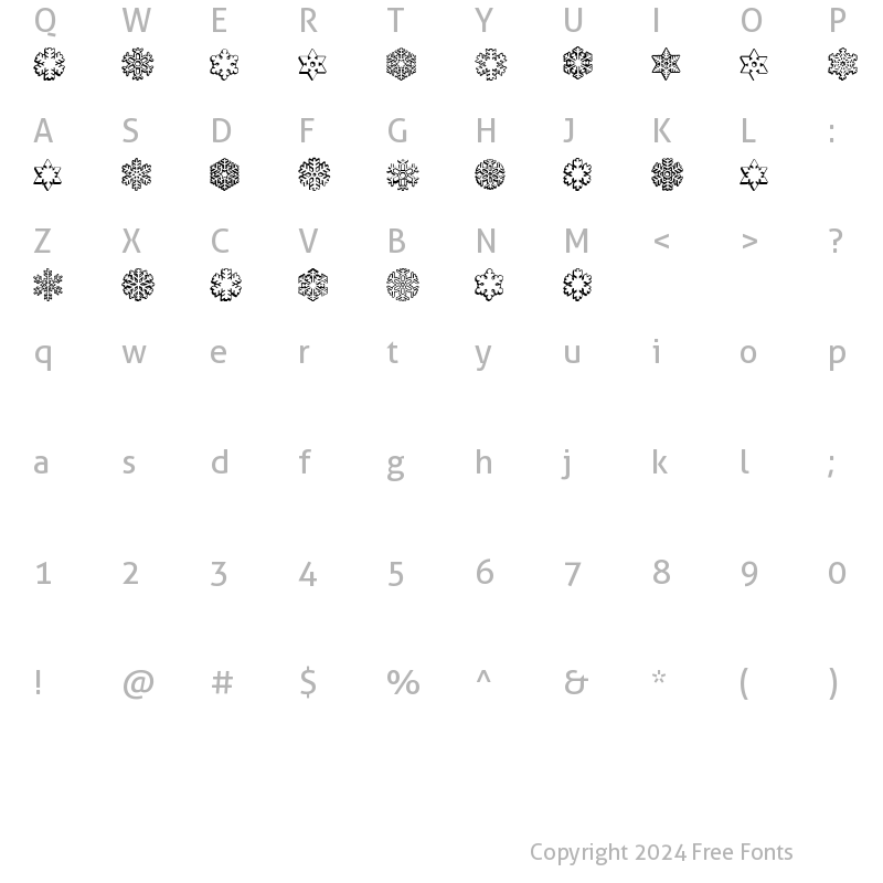 Character Map of ryp_sflake5 Regular