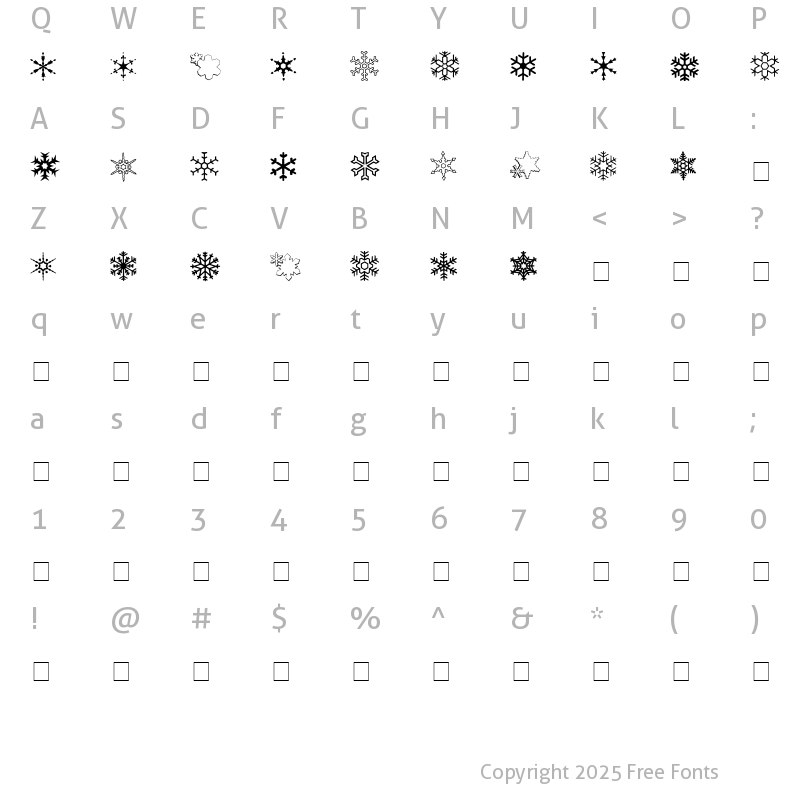 Character Map of ryp_sflake7 Regular