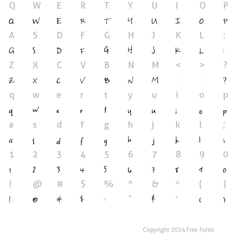 Character Map of S Uneven Regular