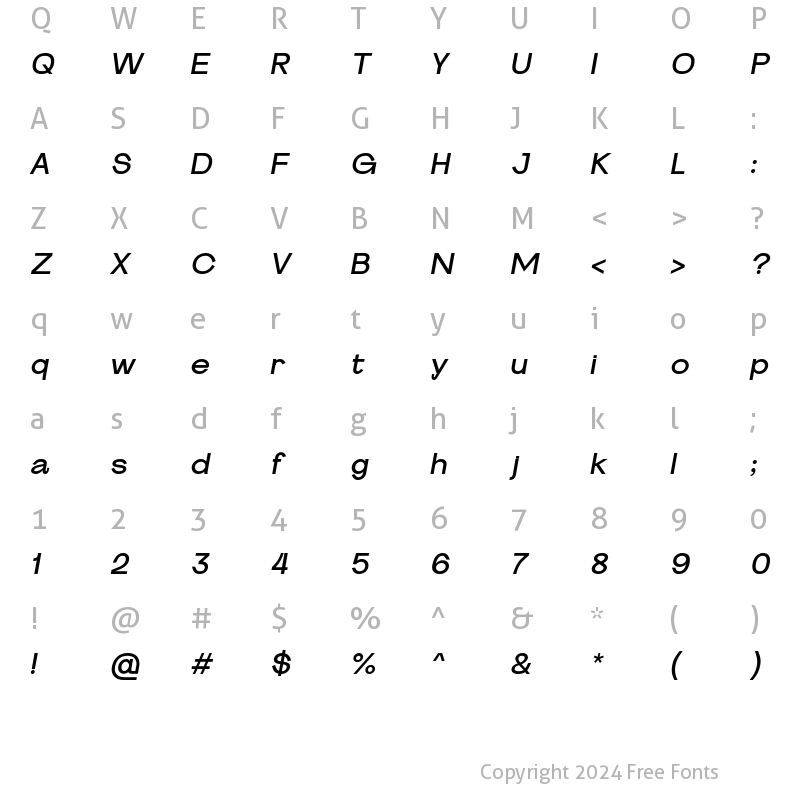 Character Map of S6 Sans Medium Italic