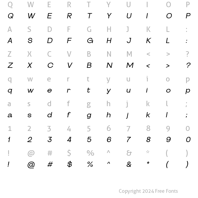 Character Map of S6 Sans Regular Italic