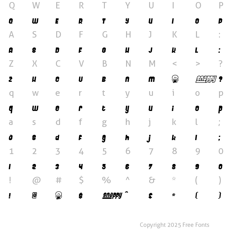 Character Map of Sabadoo Regular