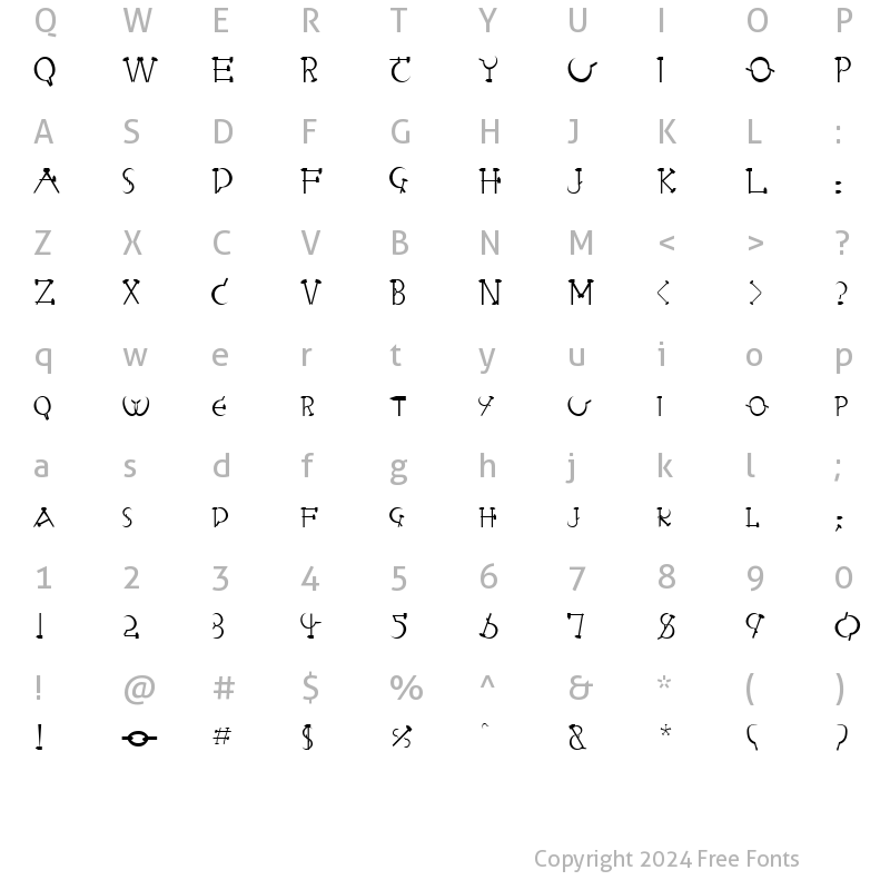 Character Map of Sabbath 5 Regular