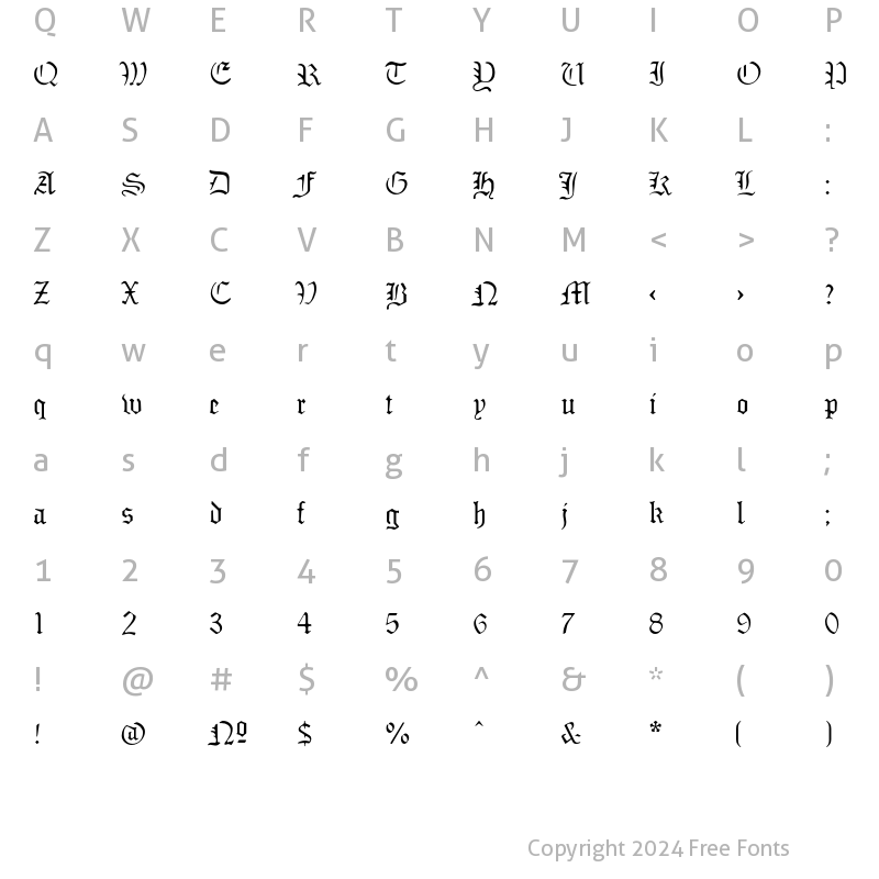 Character Map of SabbathBlack Regular