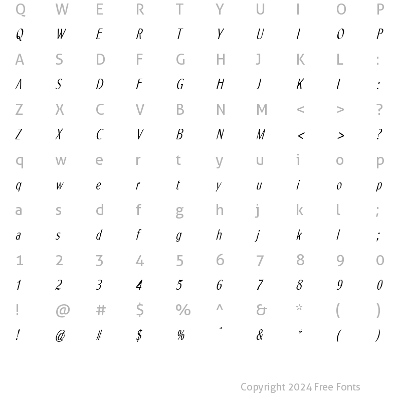 Character Map of Sabina Italic