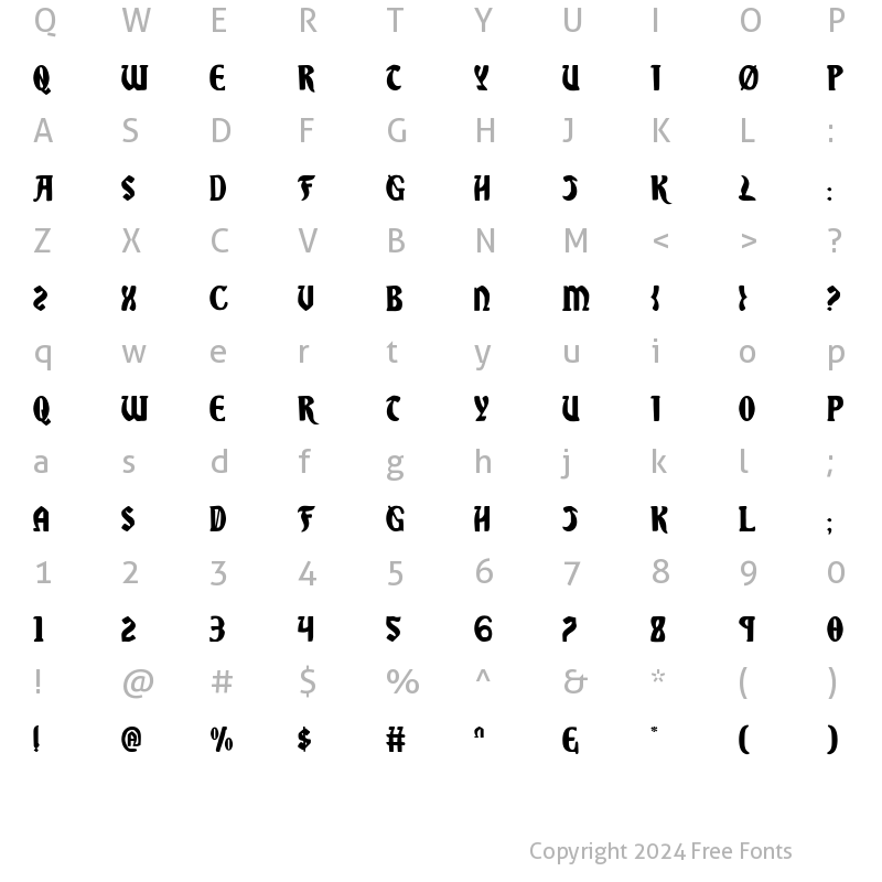 Character Map of Sable Lion Regular