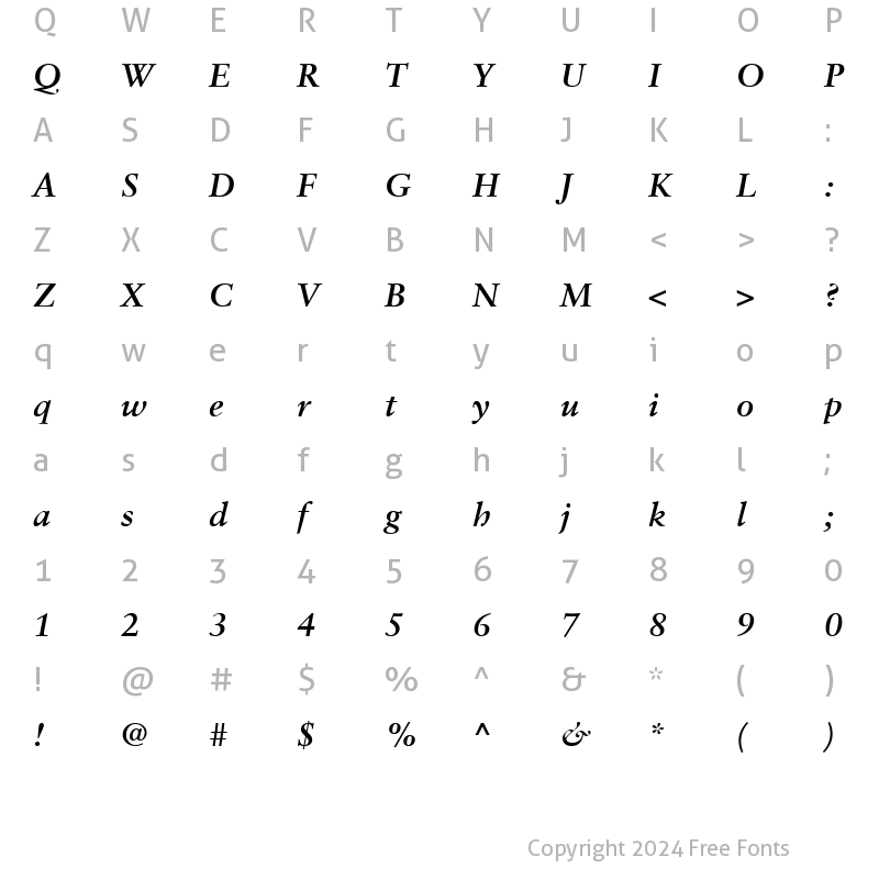 Character Map of Sabon BoldItalic