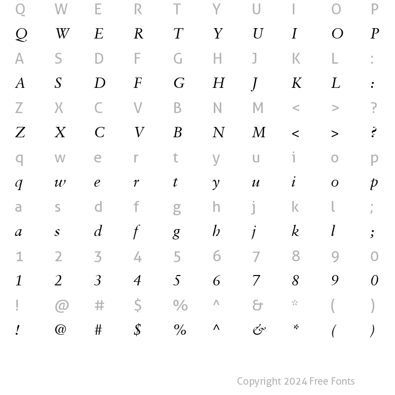 Character Map of Sabon Italic