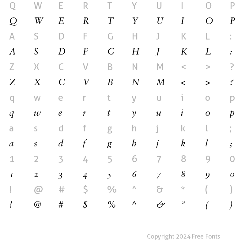 Character Map of Sabon RomanOsF Italic