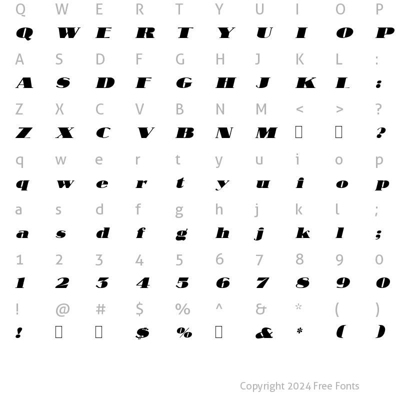 Character Map of Sabotage Oblique