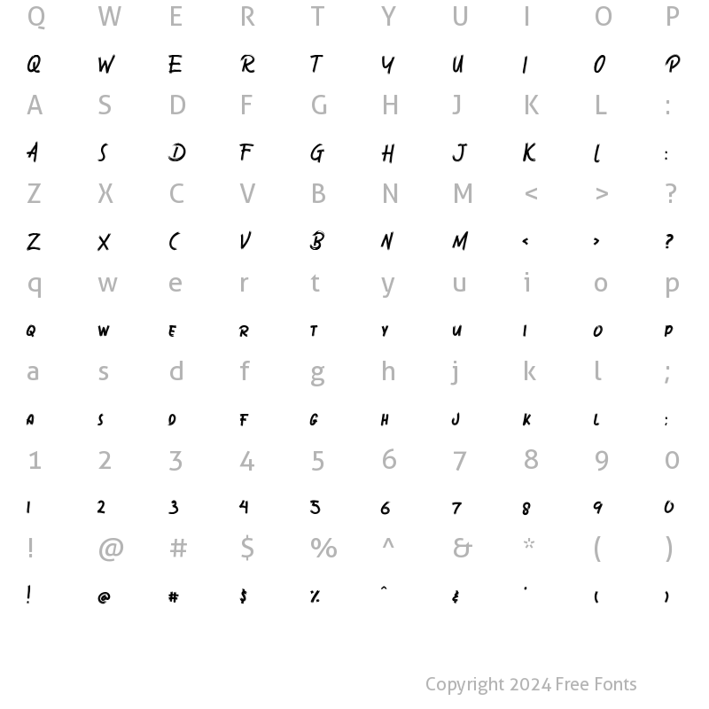 Character Map of Sabotase Regular