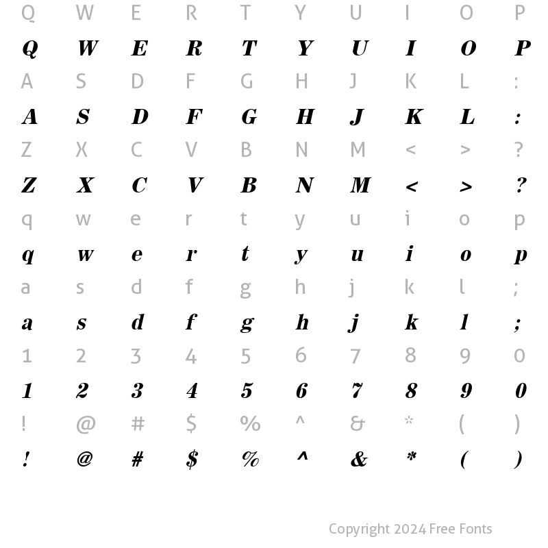 Character Map of Sachem Bold-Oblique