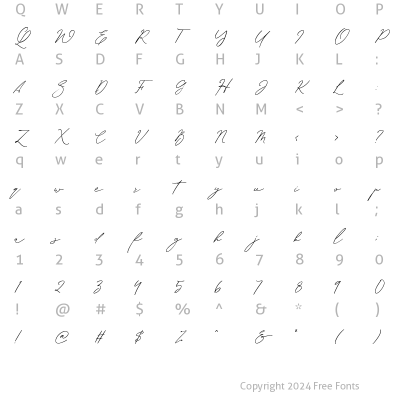 Character Map of Sachlette Signature Regular