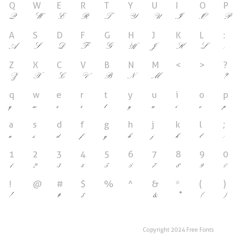 Character Map of Sackers Italian Script AT Regular