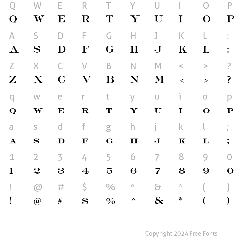 Character Map of Sackers Roman Std Heavy