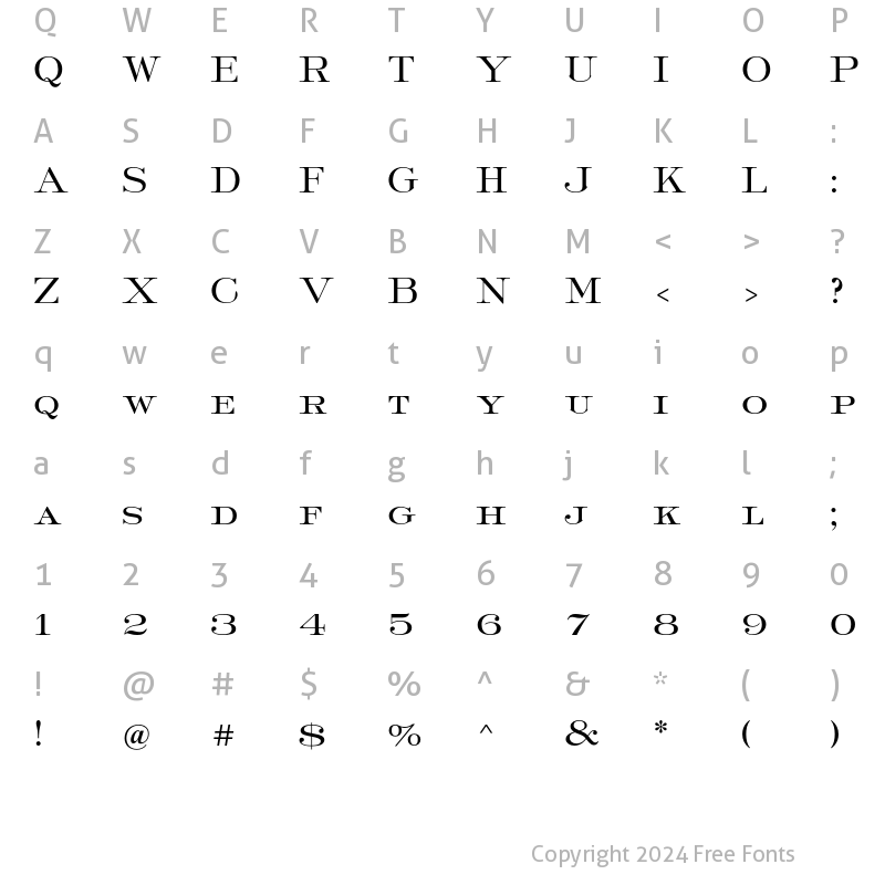 Character Map of Sackers Roman Std Light