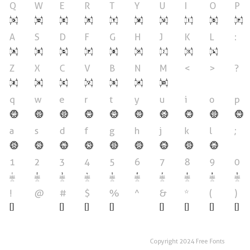 Character Map of Sacred Icons Regular