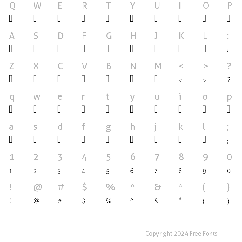 Character Map of Sada-UltraLight ?