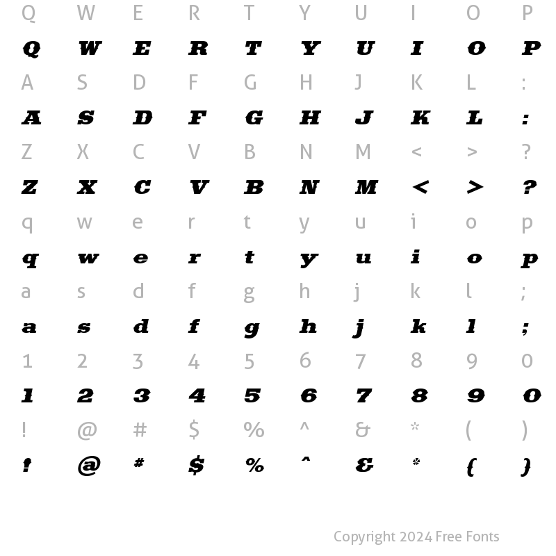 Character Map of Saddlebag Italic