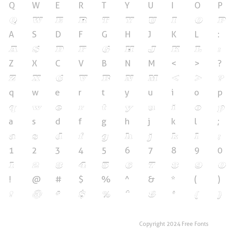 Character Map of SaddlebagOutline Italic
